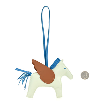 Hermes Milo Lambskin Grigri Rodeo Pegase Horse Bag Charm MM Vert Fizz Gold Bleu Zanzibar 2 of 4