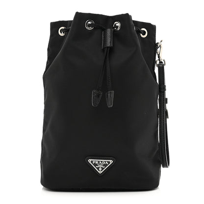 Prada Saffiano Tessuto Nylon Vela Bucket Wristlet Black 1 of 6