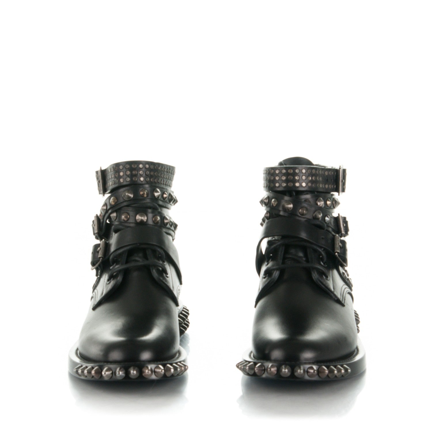 Saint Laurent Smooth Calfskin Studded Ankle Ranger Boots 34.5 Black 2 of 10