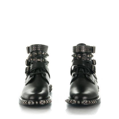 Saint Laurent Smooth Calfskin Studded Ankle Ranger Boots 34.5 Black 2 of 10