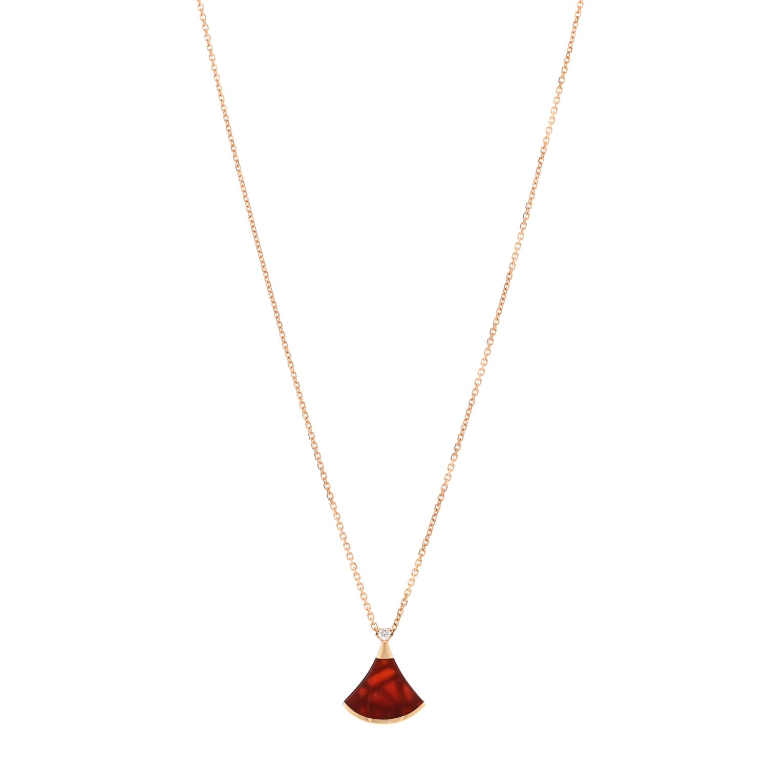 Bulgari 18K Rose Gold Diamond Carnelian Divas' Dream Pendant Necklace 1 of 5