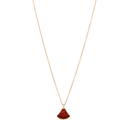 Bulgari 18K Rose Gold Diamond Carnelian Divas' Dream Pendant Necklace 1 of 5