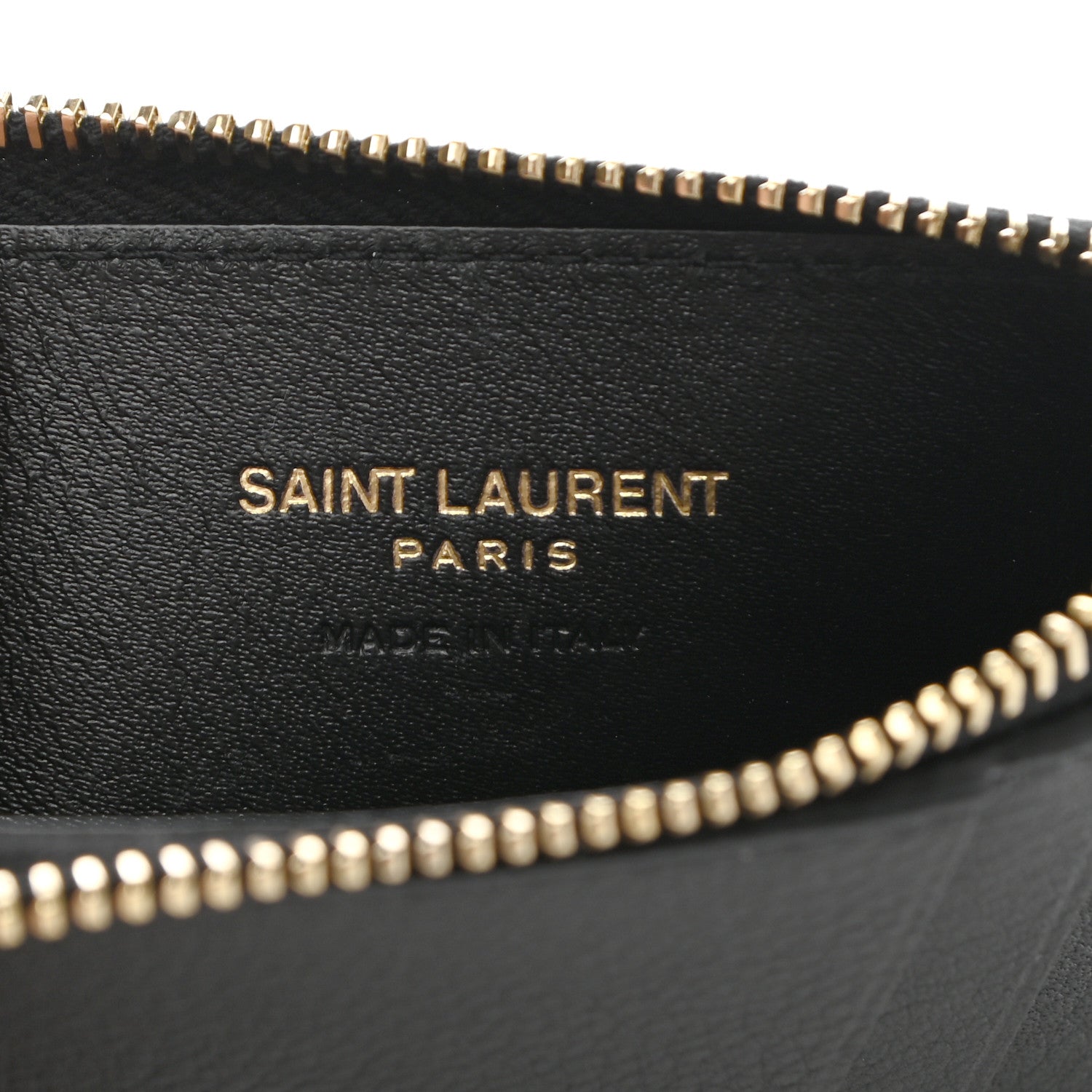 Saint Laurent Grained Calfskin Monogram 5 Fragments Zip Pouch Card Holder Black 6 of 7