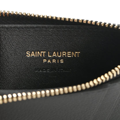 Saint Laurent Grained Calfskin Monogram 5 Fragments Zip Pouch Card Holder Black 6 of 7