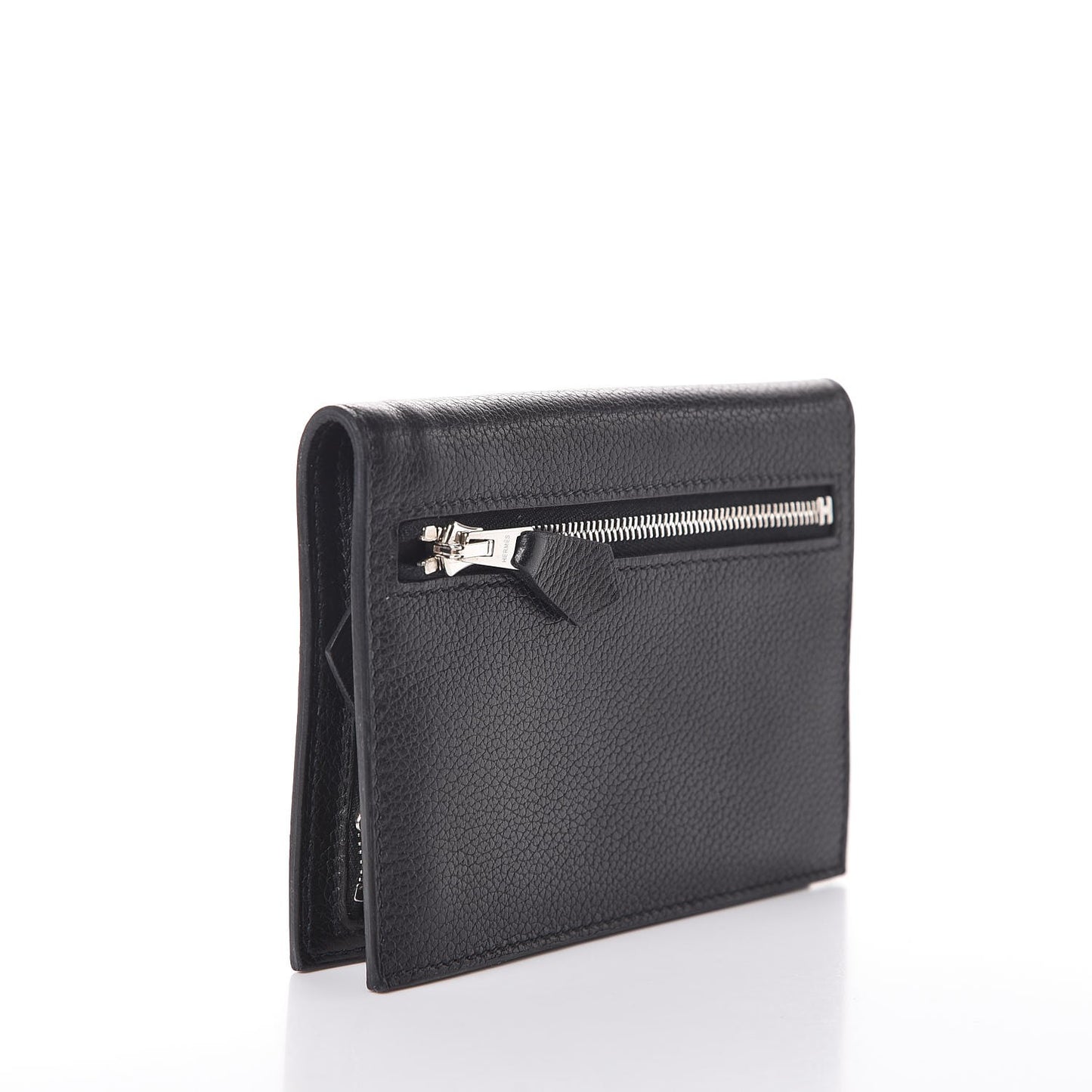 Taurillon Clemence Zip Zap Bi-Fold Wallet Black
