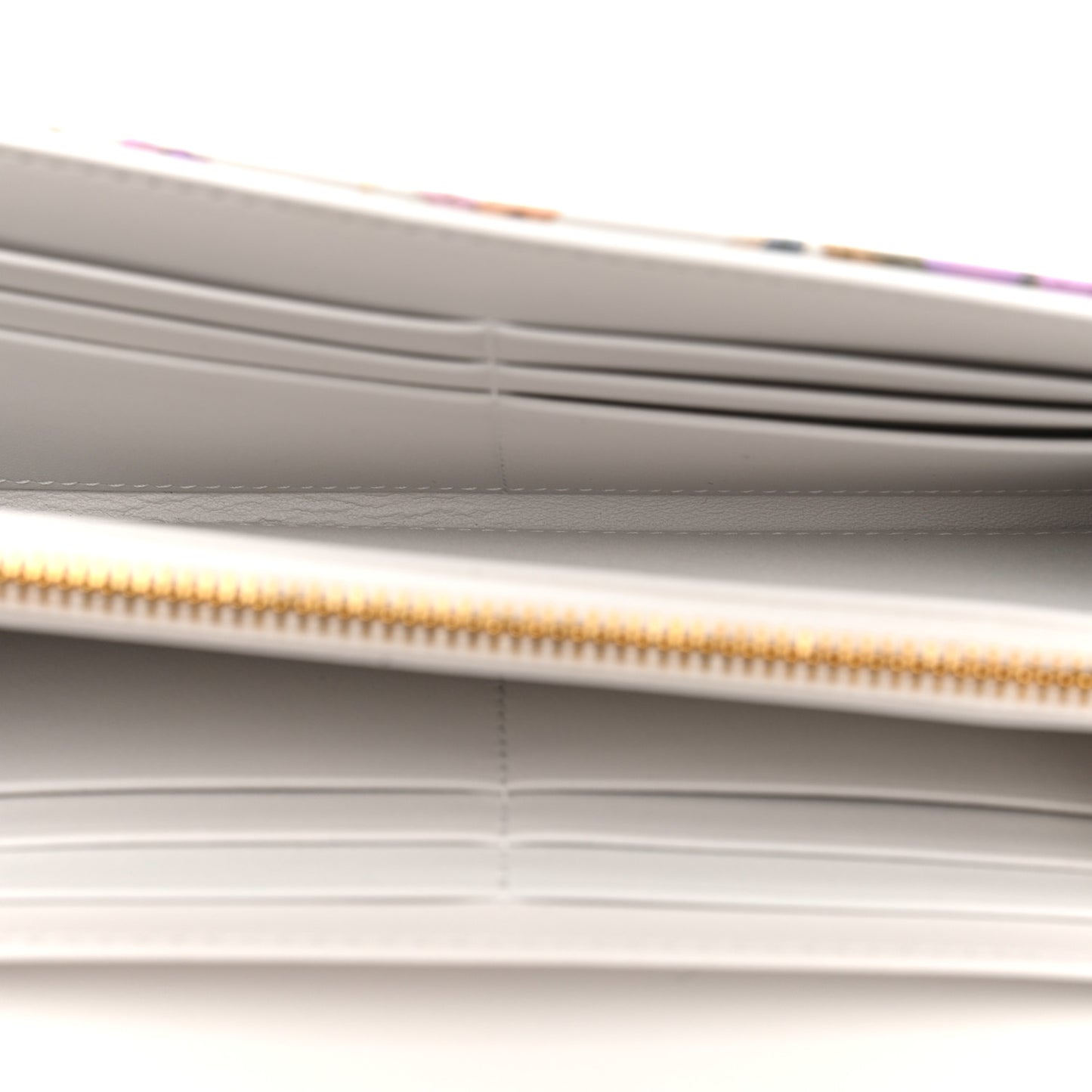Calfskin Caro Freesia Long Wallet White Multicolor