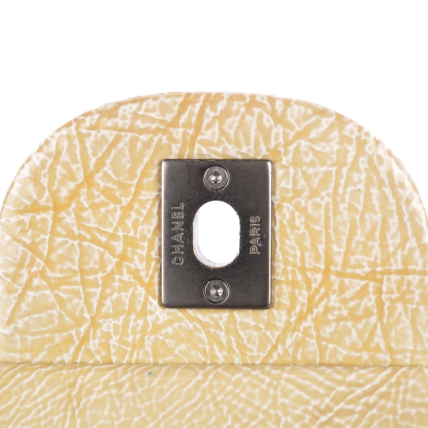 Crinkled Patent Quilted Jumbo Single Flap Light Beige