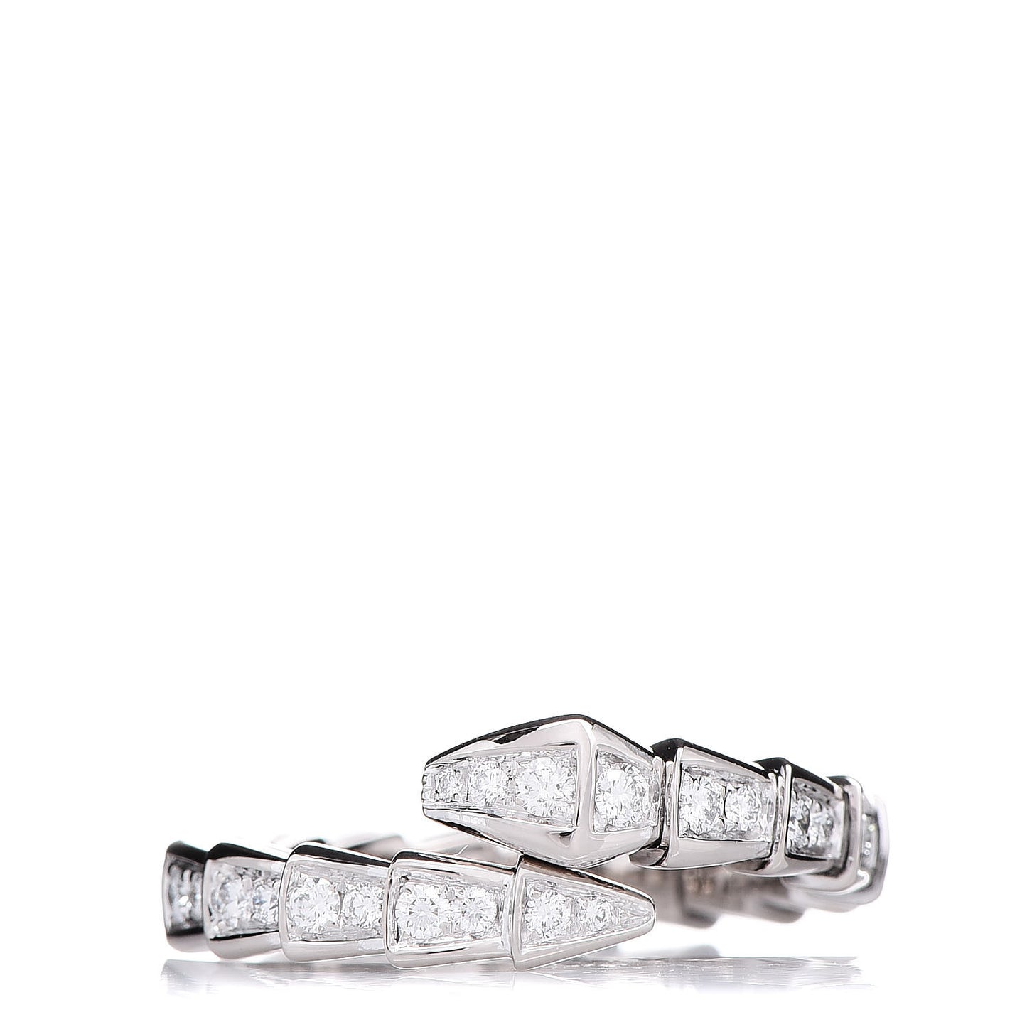 18K White Gold Diamond Serpenti Viper Pave Ring L