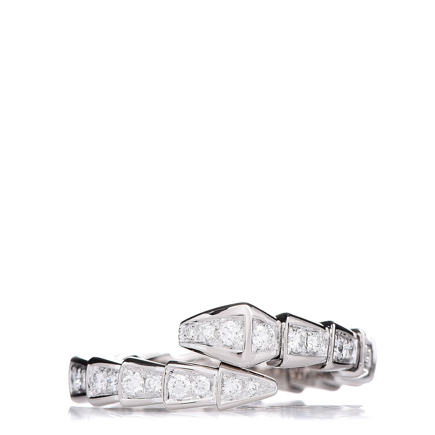 Bulgari 18K White Gold Diamond Serpenti Viper Pave Ring L 1 of 6