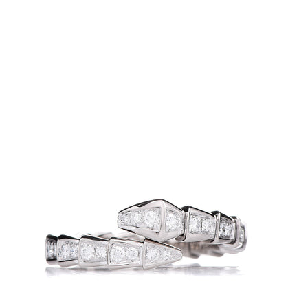 Bulgari 18K White Gold Diamond Serpenti Viper Pave Ring L 1 of 6