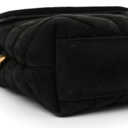 Saint Laurent Suede Y Quilted Monogram Toy Loulou Crossbody Bag Black 9 of 12
