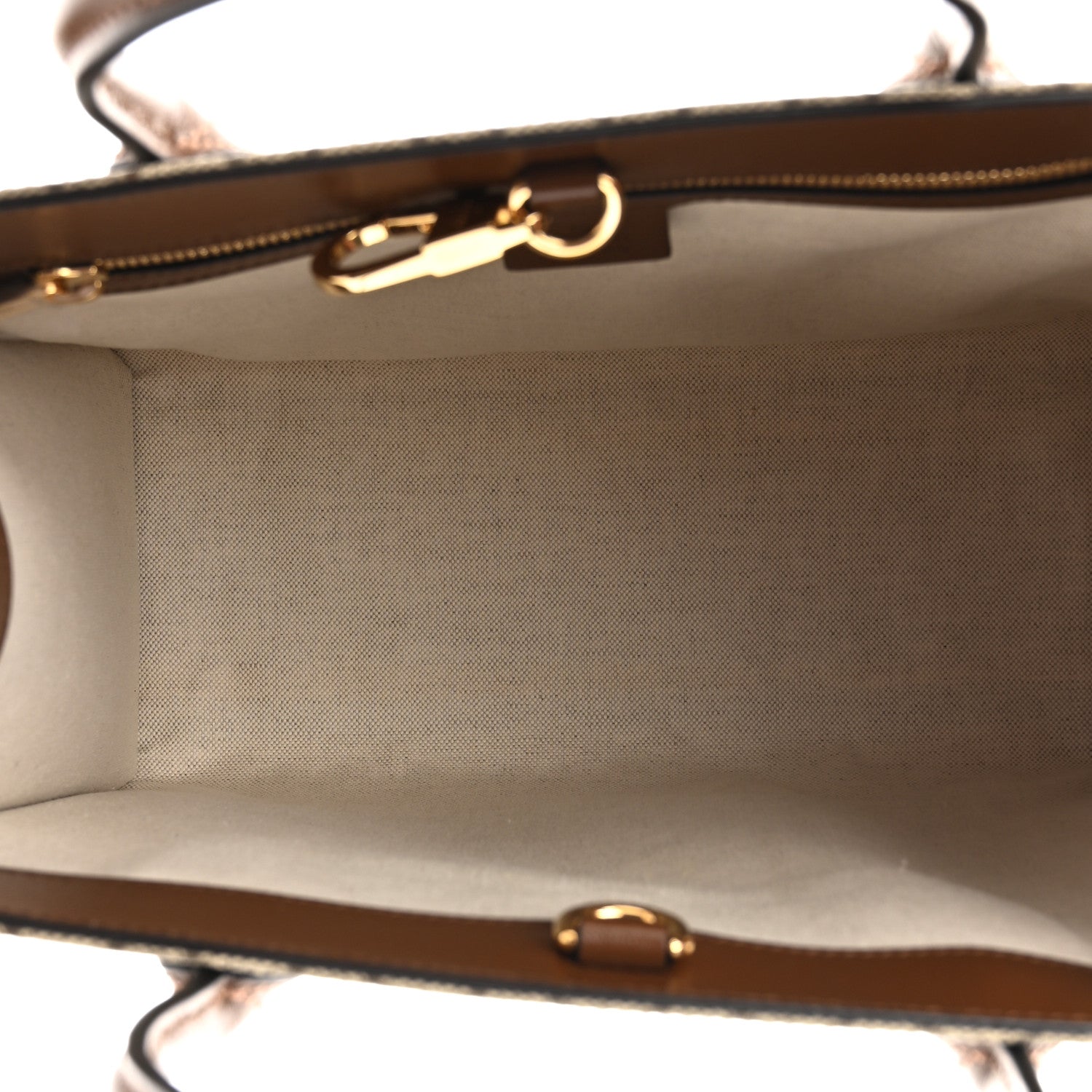 Gucci GG Supreme Monogram Azalea Calfskin Small Retro Interlocking G Tote Bag Beige Ebony Brown Sugar 5 of 10