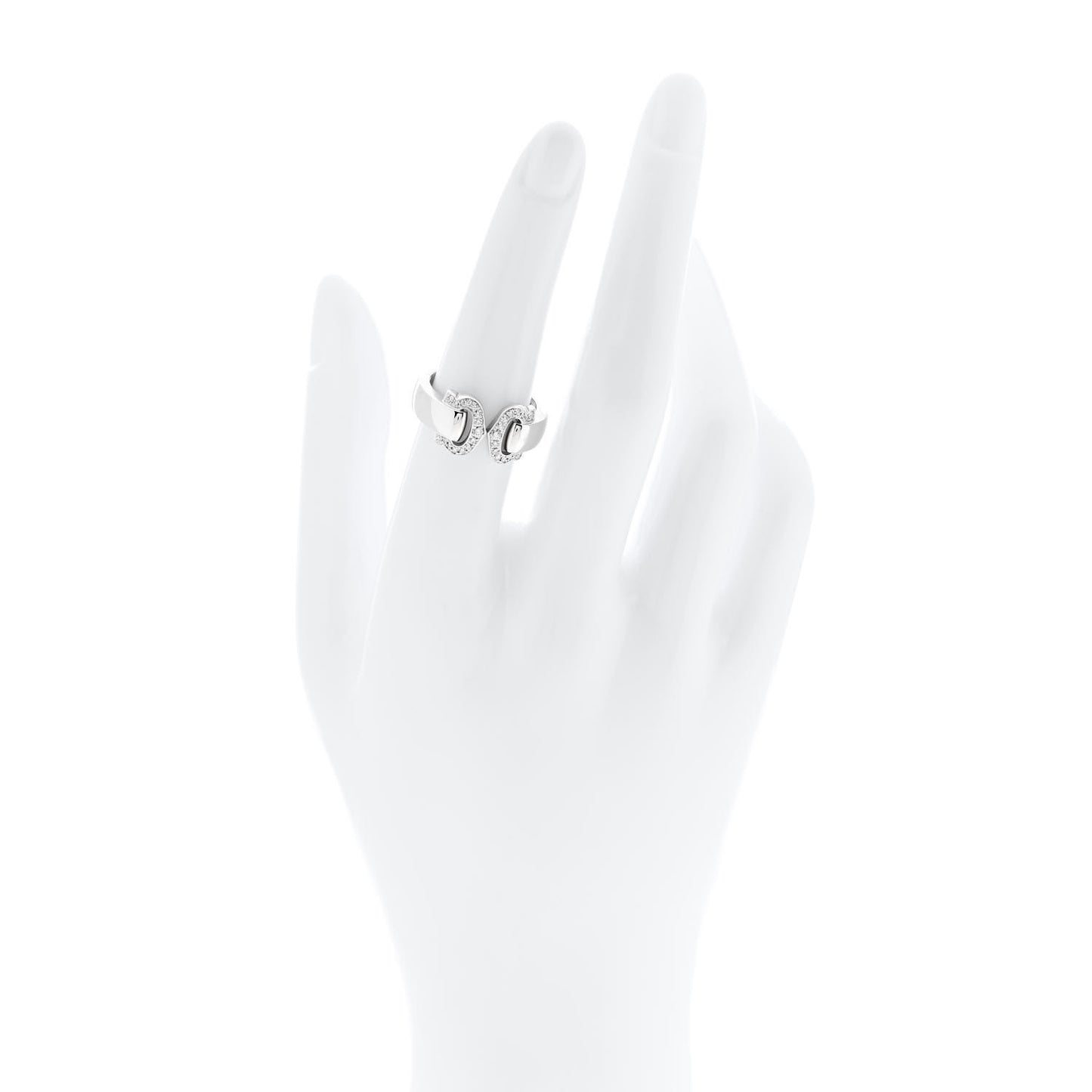 18K White Gold Diamond C De Cartier Ring 53 6.5