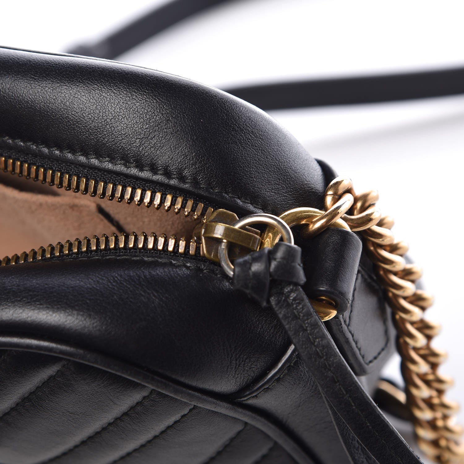 Gucci Calfskin Matelasse Small GG Marmont Chain Shoulder Bag Black 10 of 10