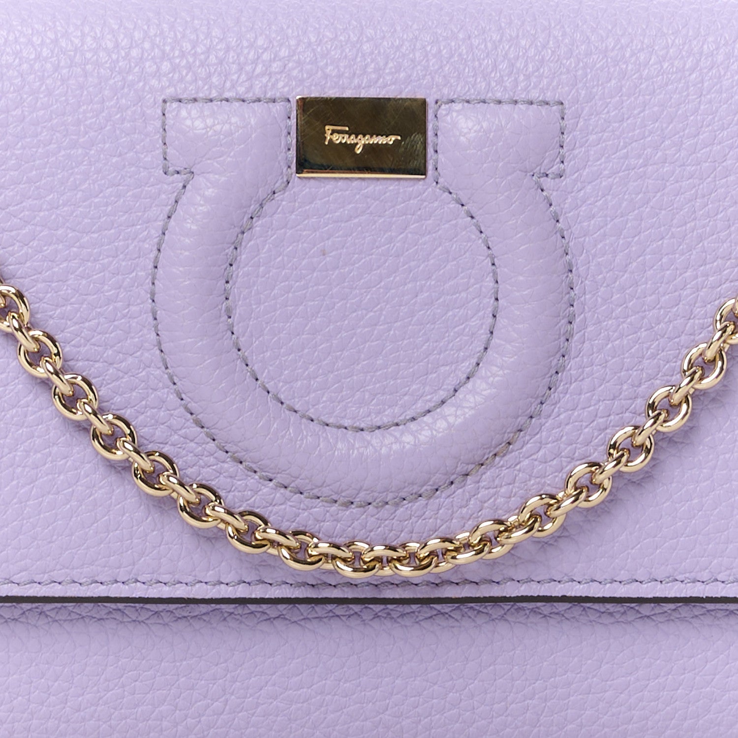Salvatore Ferragamo Grained Calfskin City Wallet On Chain Spring Crocus 7 of 9