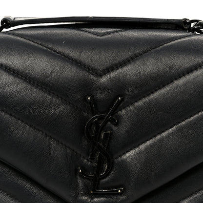 Saint Laurent Calfskin Y Quilted Monogram Monochrome Small Loulou Chain Satchel Black 9 of 14