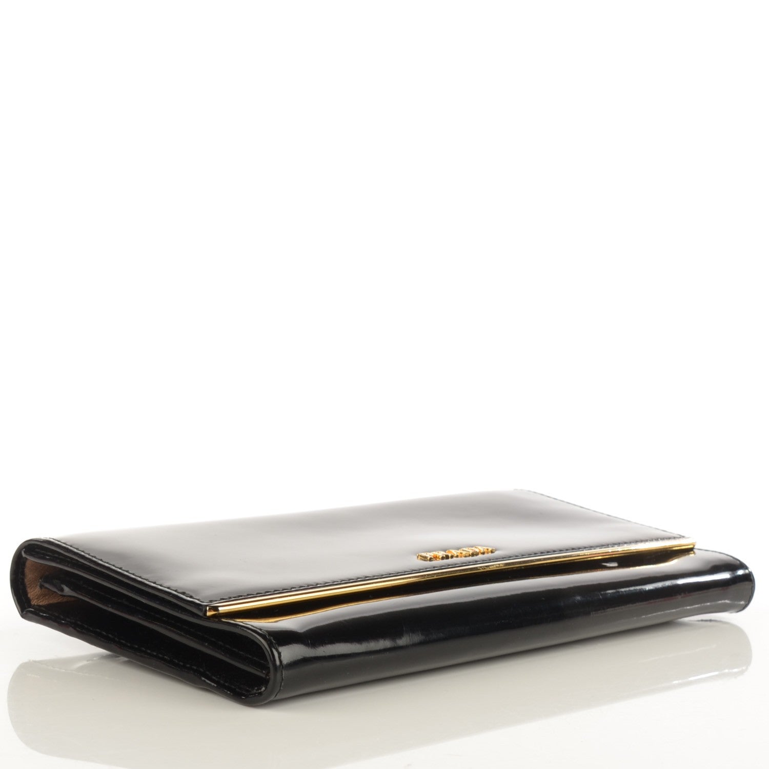 Prada Spazzolato Metal Bar Flap Wallet Nero Black 4 of 7