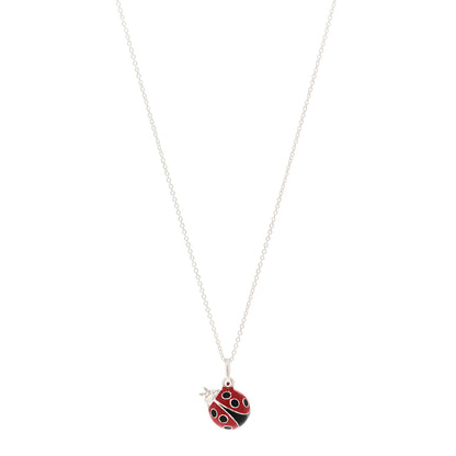 Tiffany Sterling Silver Enamel Ladybug Pendant Necklace Red Black 1 of 4