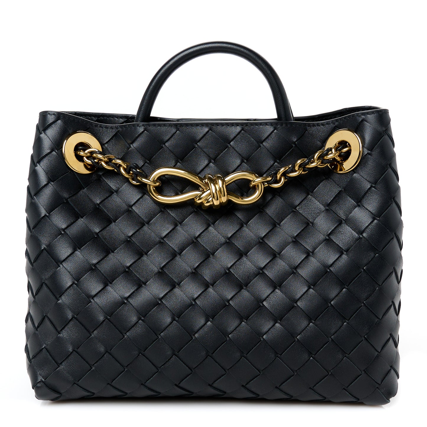 Nappa Intrecciato Small Andiamo With Chain Shoulder Bag Black