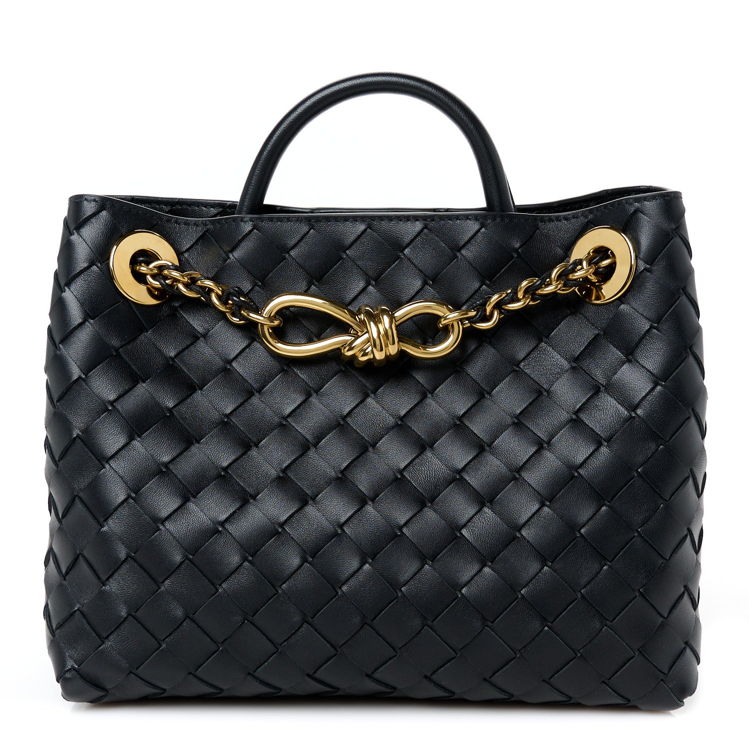 Bottega Veneta Nappa Intrecciato Small Andiamo With Chain Shoulder Bag Black 1 of 10