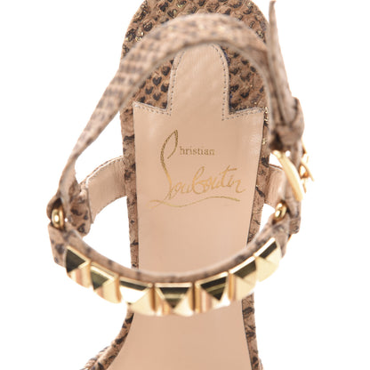 Christian Louboutin Cork Python Embossed Cataclou 140 Wedge Sandals 36 Beige 7 of 11