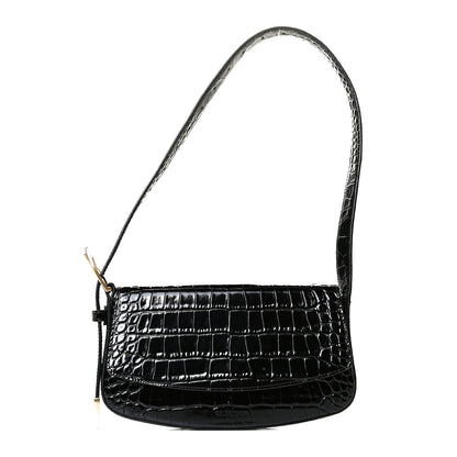 Balenciaga Shiny Calfskin Crocodile Embossed Ghost Sling Bag Black 1 of 6