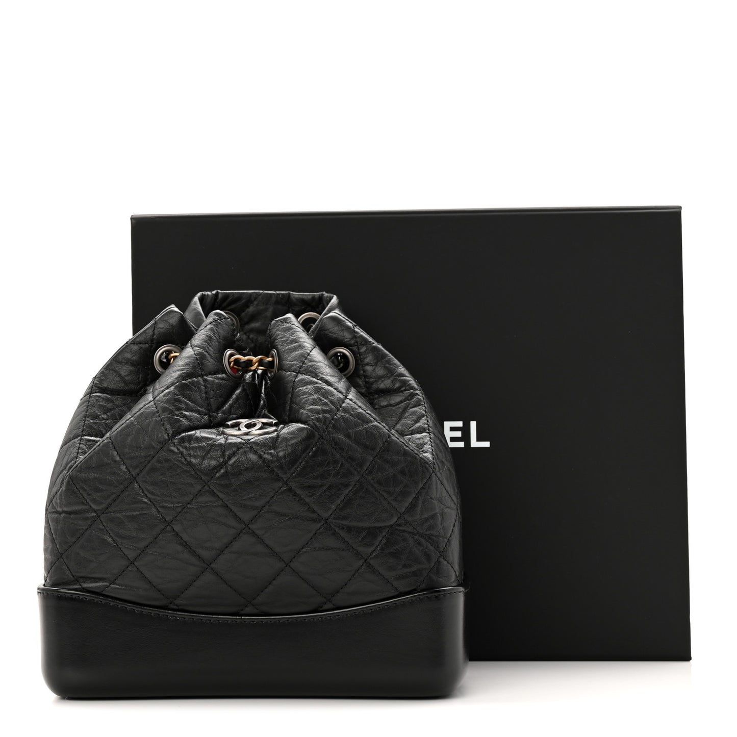 Aged Calfskin Quilted Small Gabrielle Backpack Black