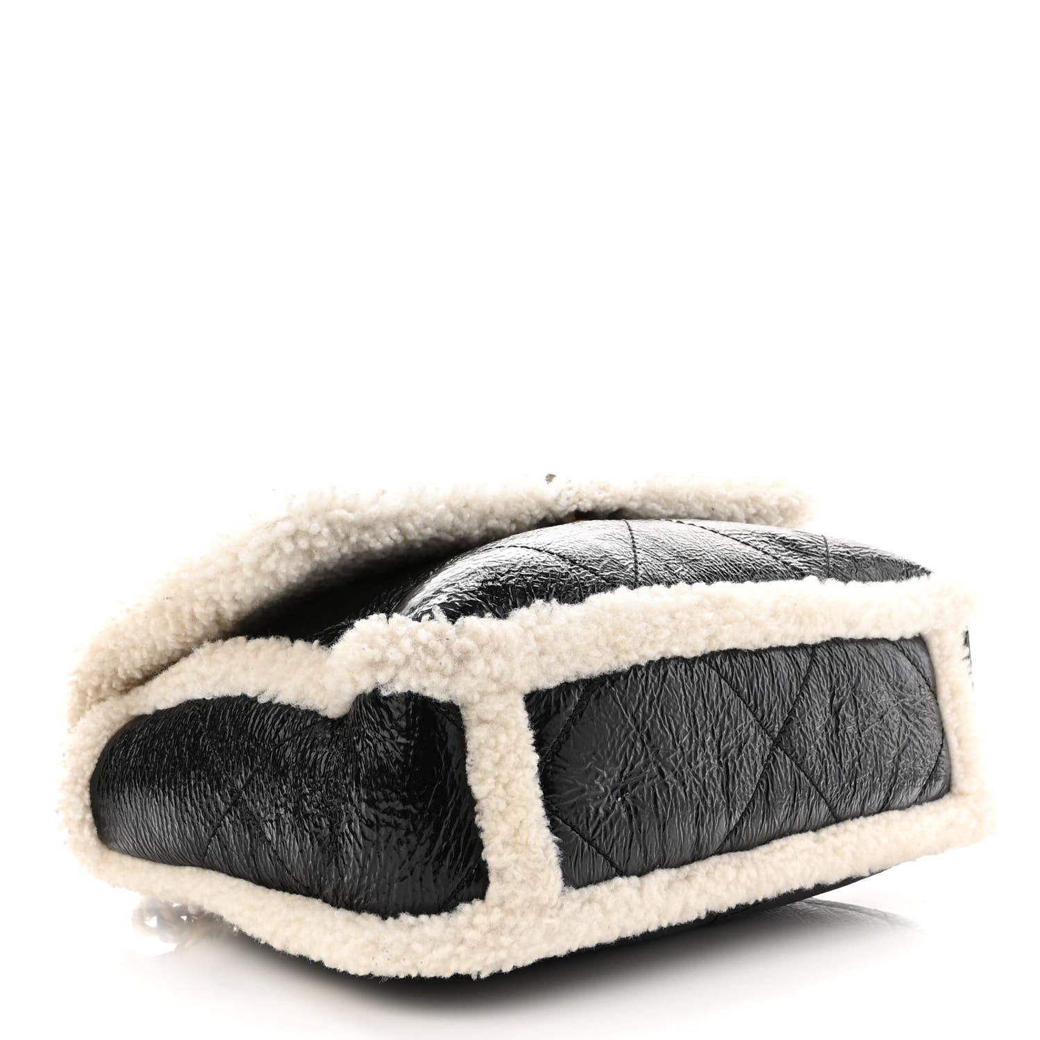 Chanel Crumpled Calfskin Shearling Sheepskin Quilted Large Chanel 19 Flap Black 4 of 10