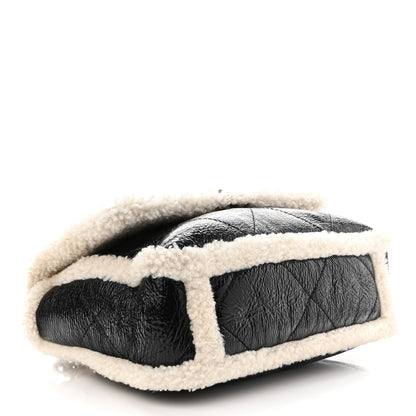 Chanel Crumpled Calfskin Shearling Sheepskin Quilted Large Chanel 19 Flap Black 4 of 10