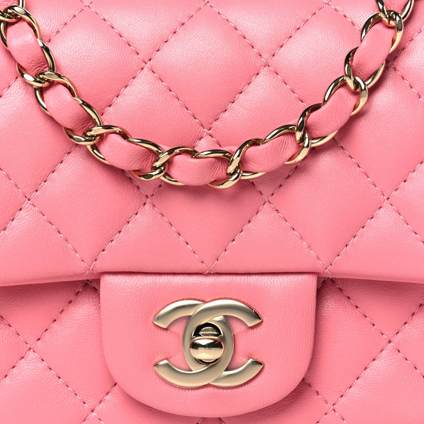Lambskin Quilted Mini Square Flap Pink