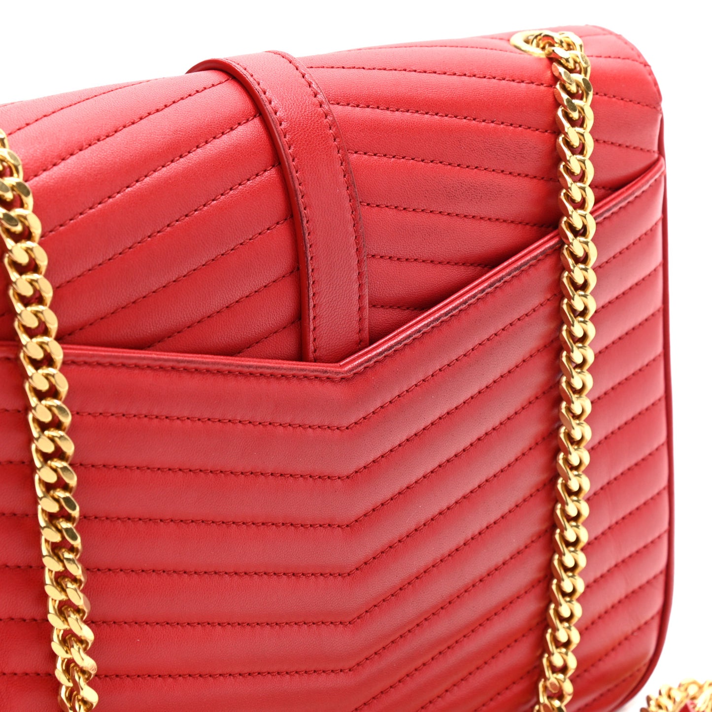 Lambskin Matelasse Chevron Monogram Medium Sulpice Bag Red