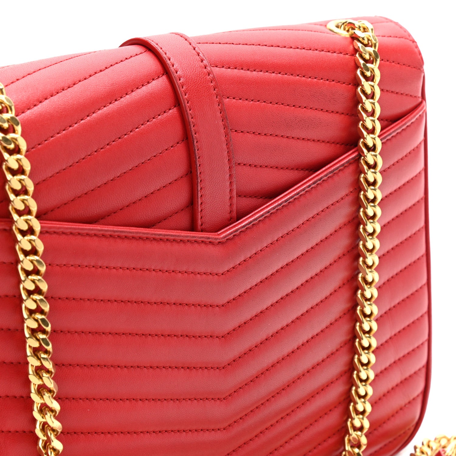 Saint Laurent Lambskin Matelasse Chevron Monogram Medium Sulpice Bag Red 11 of 12