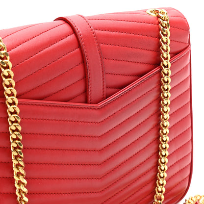 Saint Laurent Lambskin Matelasse Chevron Monogram Medium Sulpice Bag Red 11 of 12