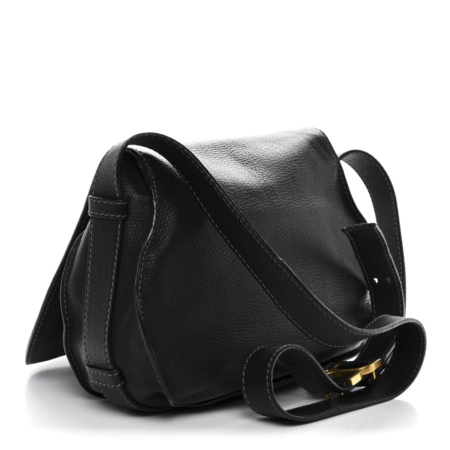 Calfskin Medium Marcie Round Crossbody Bag Black