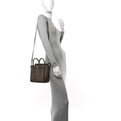Celine Drummed Calfskin Nano Luggage Souris 2 of 12