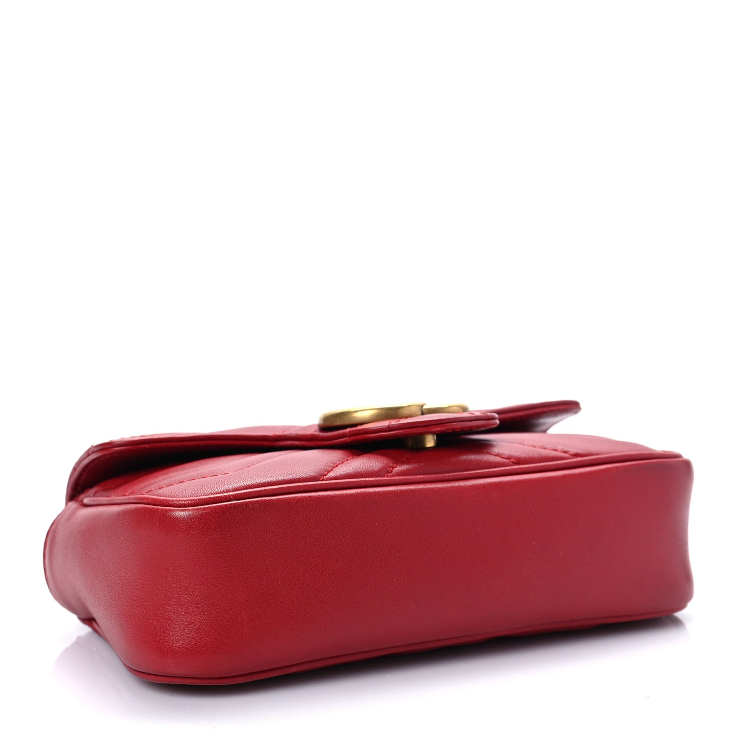 Calfskin Matelasse Super Mini GG Marmont Shoulder Bag Hibiscus Red
