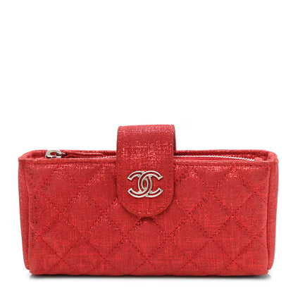 Chanel Glitter Calfskin Mini Phone Holder Clutch Red 2 of 10