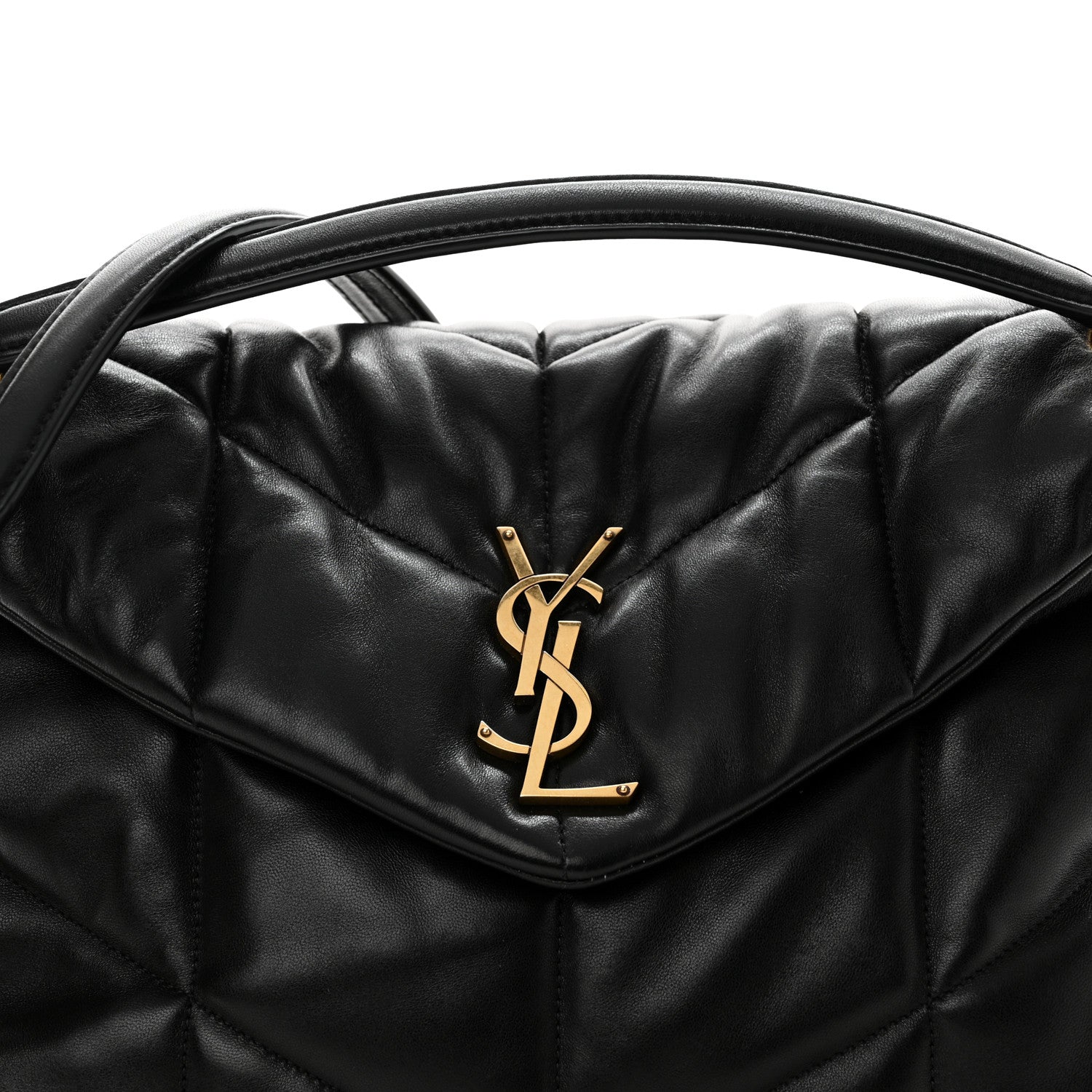 Saint Laurent Lambskin Quilted Medium Loulou Puffer Monogram Chain Satchel Black 8 of 10