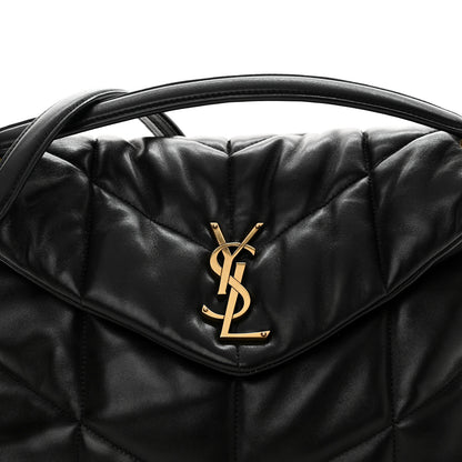 Saint Laurent Lambskin Quilted Medium Loulou Puffer Monogram Chain Satchel Black 8 of 10