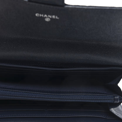 Chanel Caviar Quilted Large Gusset Flap Wallet Navy 5 of 7