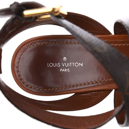 Louis Vuitton Monogram Calfskin Studded Wedge Sandals 39 5 of 15