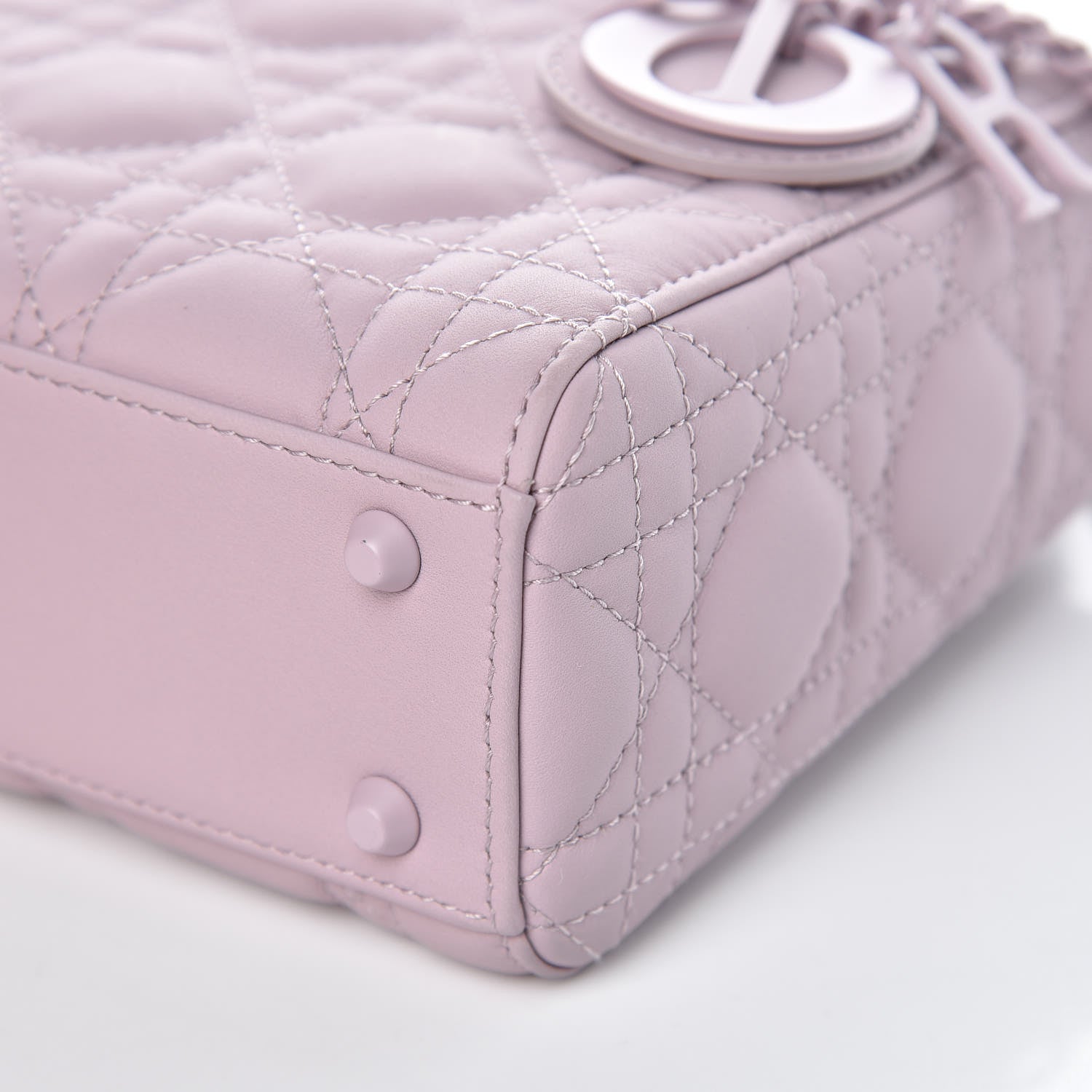 Christian Dior Ultra Matte Calfskin Cannage Mini Lady Dior Lavender 9 of 11