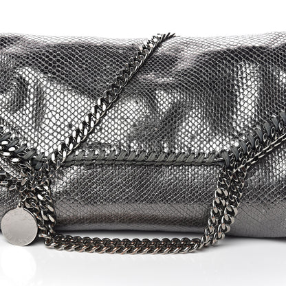 Stella McCartney Metallic Snake Print Falabella Fold Over Tote Ruthenium 6 of 8