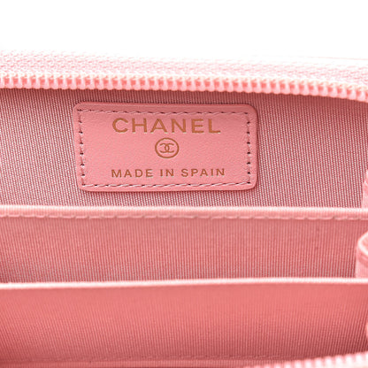 Chanel Lambskin Quilted Boy Zip Around Coin Purse Wallet Pink 6 of 10