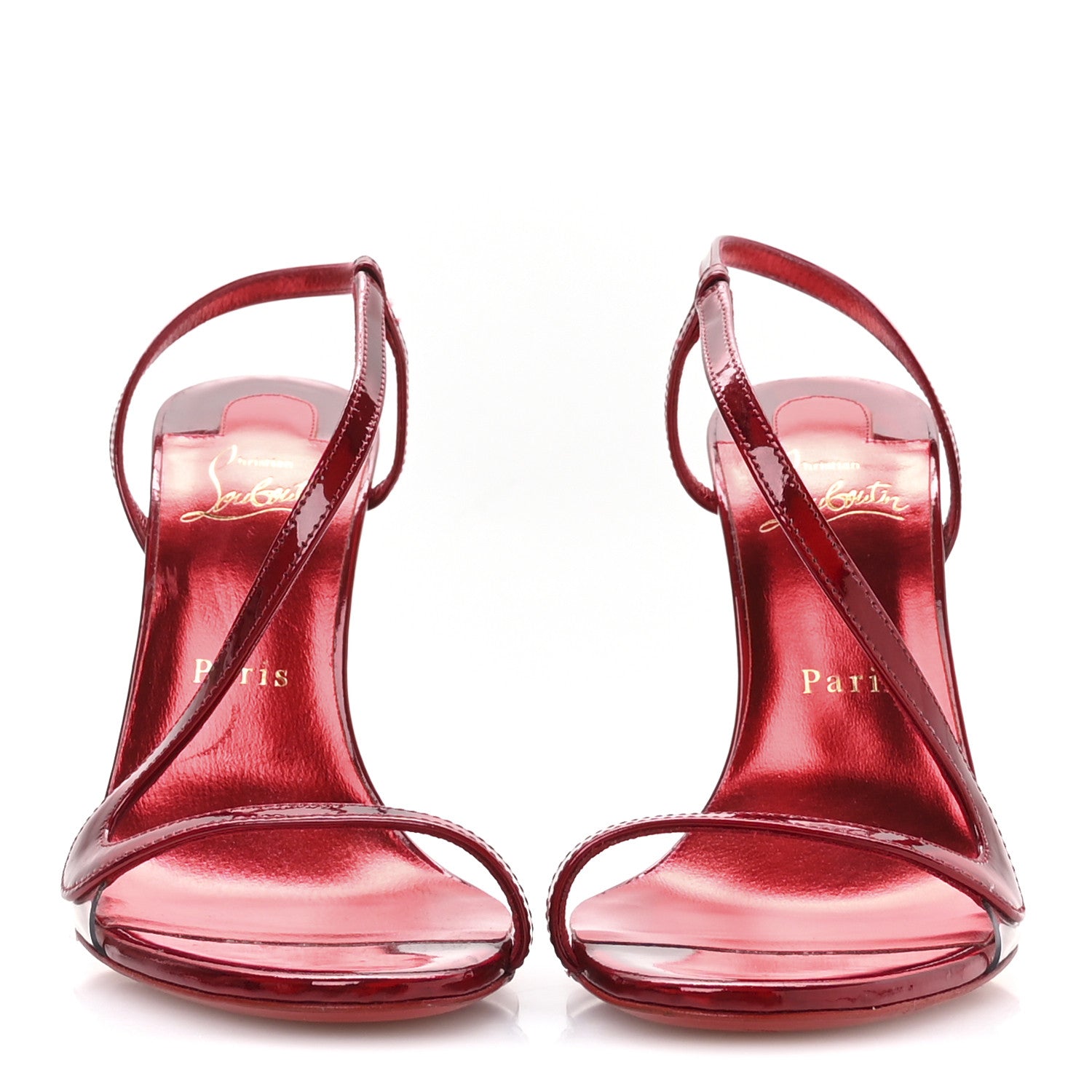 Christian Louboutin Metallic Patent Rosalie 100 Sandals 38.5 Loubi 3 of 8