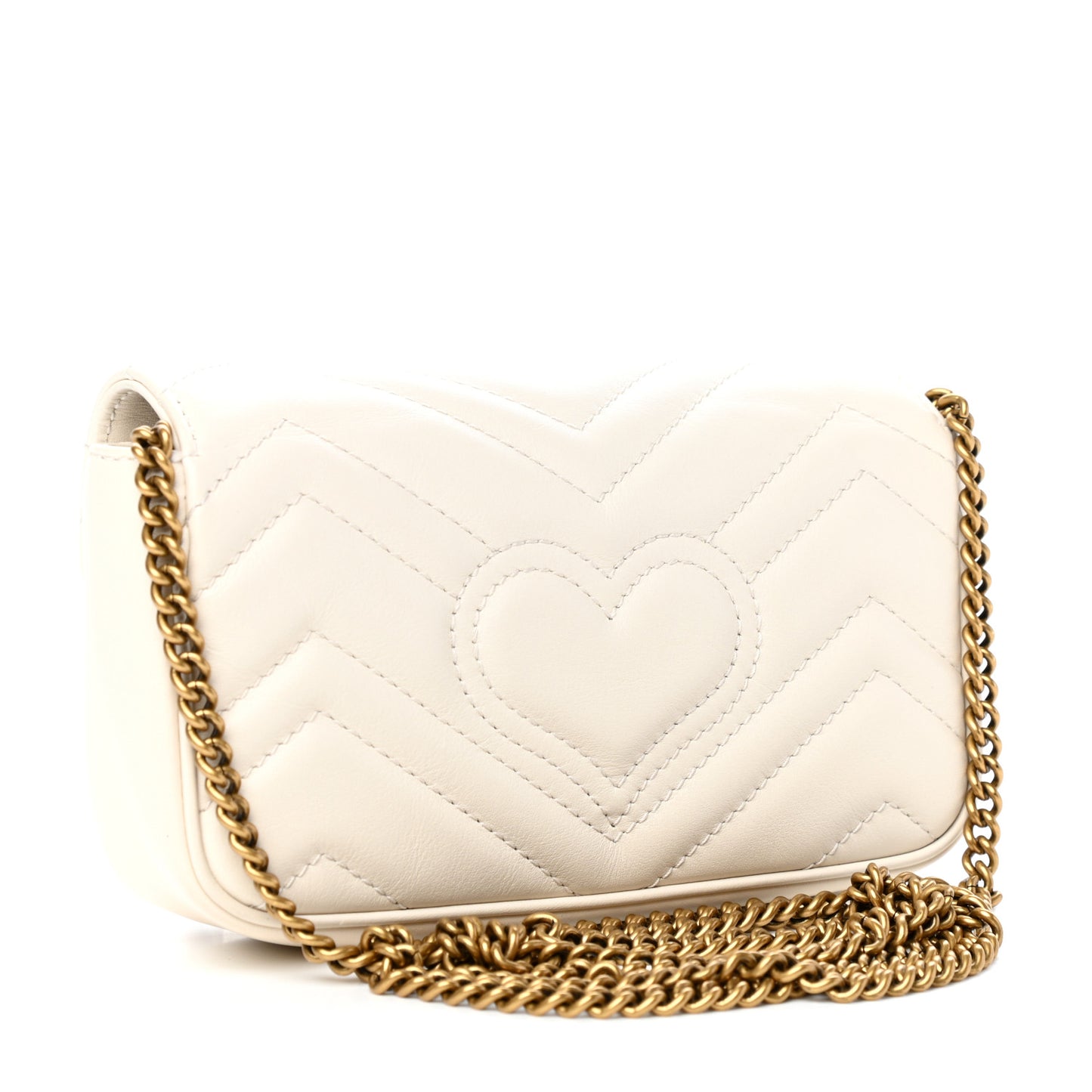 Calfskin Matelasse Super Mini GG Marmont Shoulder Bag White