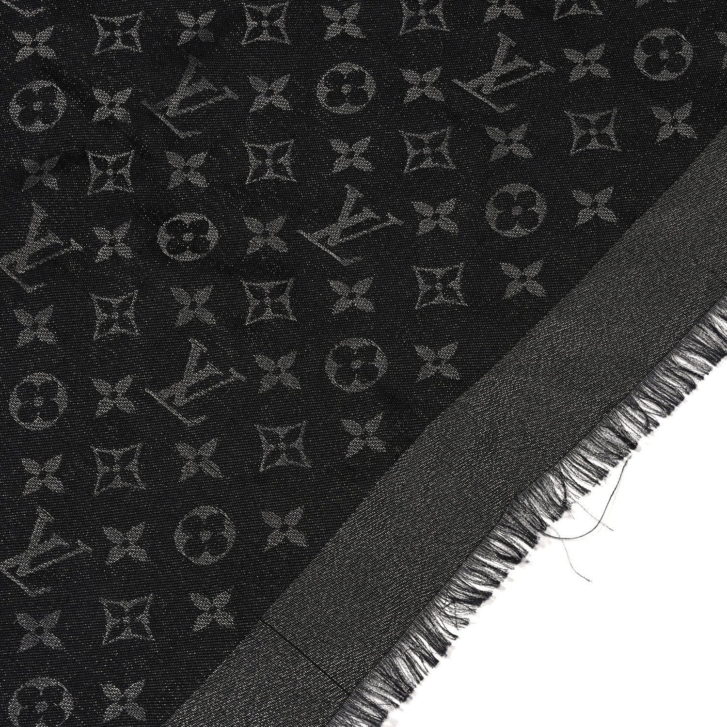 Louis Vuitton Silk Lurex Wool Monogram Shine Shawl Black 5 of 8