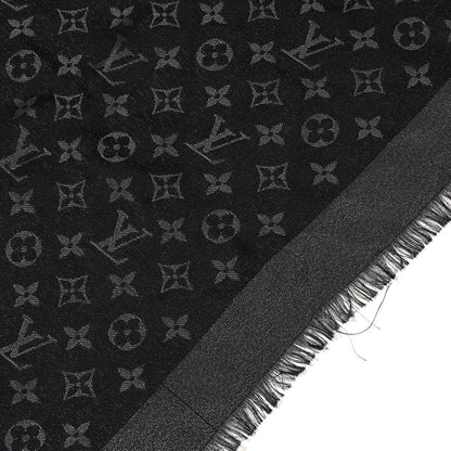 Louis Vuitton Silk Lurex Wool Monogram Shine Shawl Black 5 of 8