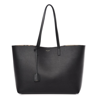 Saint Laurent Calfskin Large Leopard Print Shopping Tote Black 1 of 14