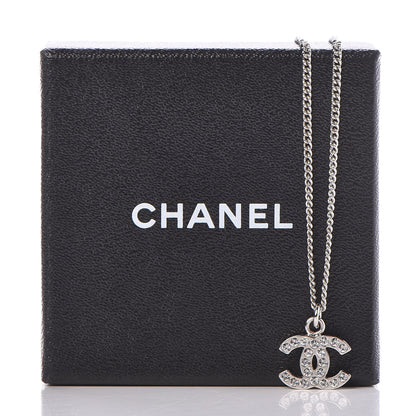 Chanel Crystal Timeless CC Necklace Silver 4 of 6